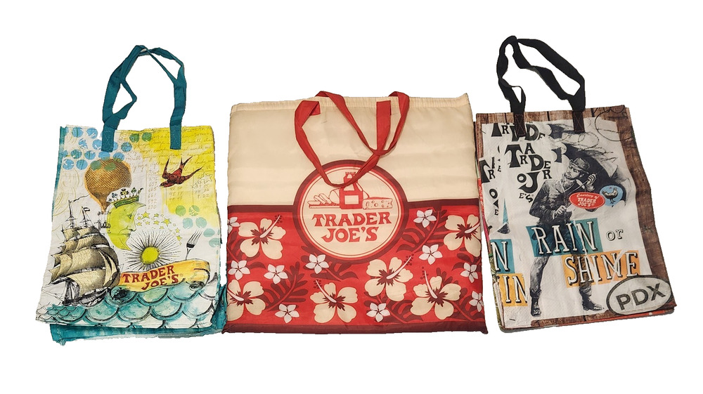 Lot of 3 Trader Joe's Reusable Grocery Shopping Tote Bags 1 Thermal Hot/Cold